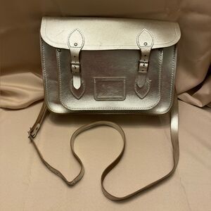 The Cambridge Satchel Company Shimmering silver leather Satchel adjustable strap